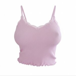 Y2K style pink lace trim cropped top. Forever21 NWT barbiecore